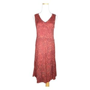Nicole Miller Red Rayon Chiffon Paisley Pullover Dress Size L